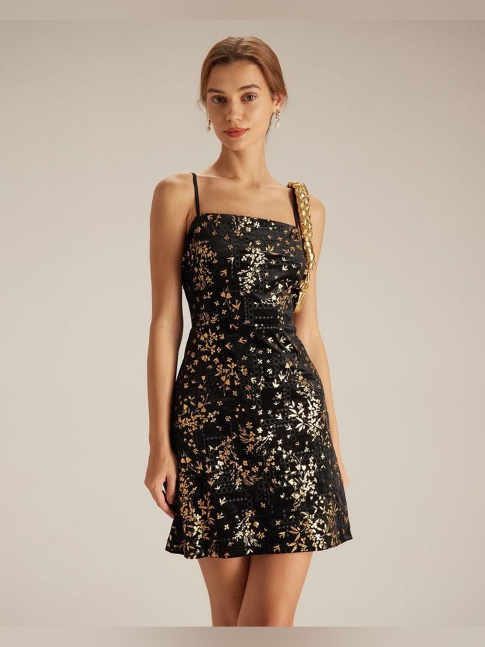 Rihoas Floral Sheath Velvet Slip Mini Dress NWT Size Medium